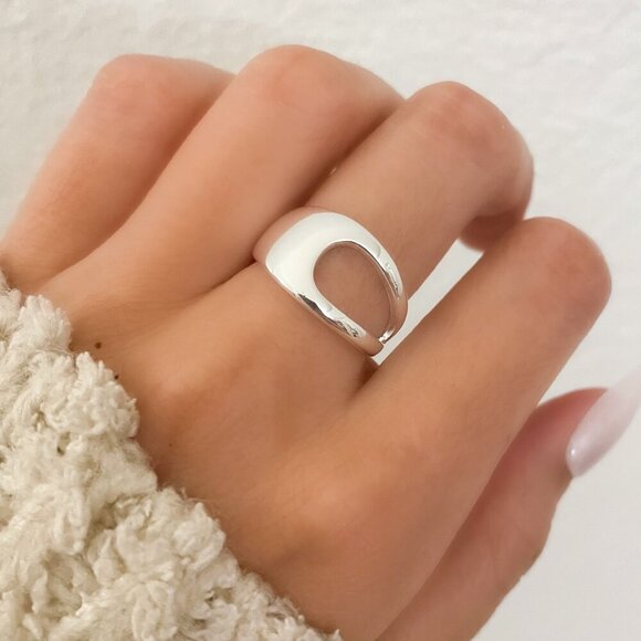Jewelry - 925 Sterling Silver Ring Minimalist Ring Chunky Wrap Ring Dainty Stackable Ring